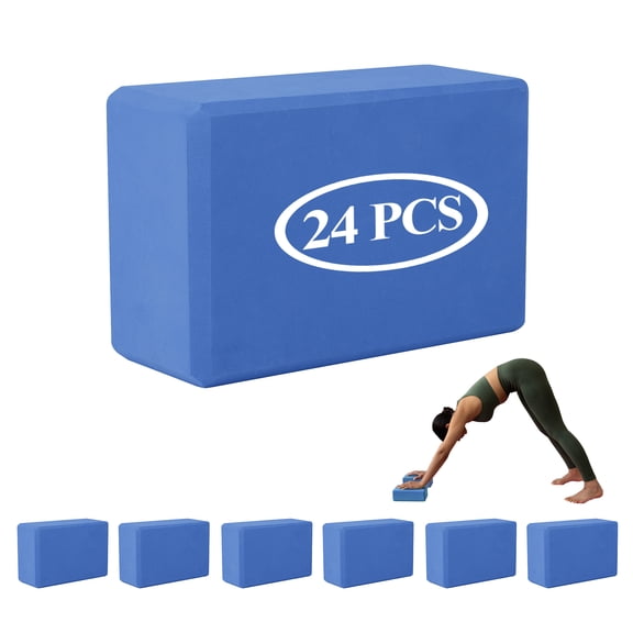 GOGO 24 Pack Yoga Blocks High Density EVA Foam Non-Slip Surface 4 x 6 x 9 Blue