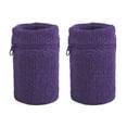 thumbnail image 1 of GOGO 2 Pcs Wristbands with Zipper Pockets Wrist Wallet Sweatband Purple, 1 of 5