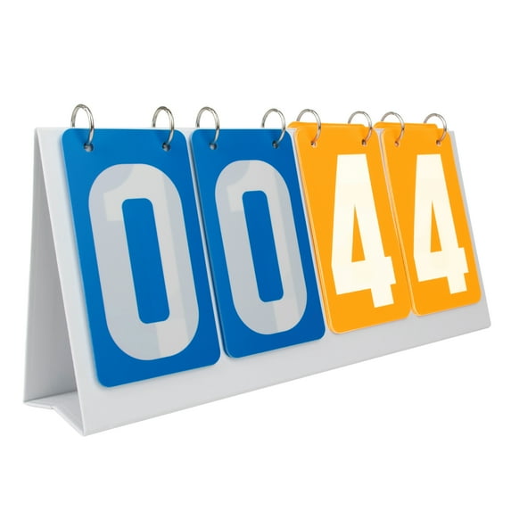 GOGO 4-Digital PVC Score Keeper Tabletop Scoreboard Portable for High School Match (Blue VS Yellow Card)