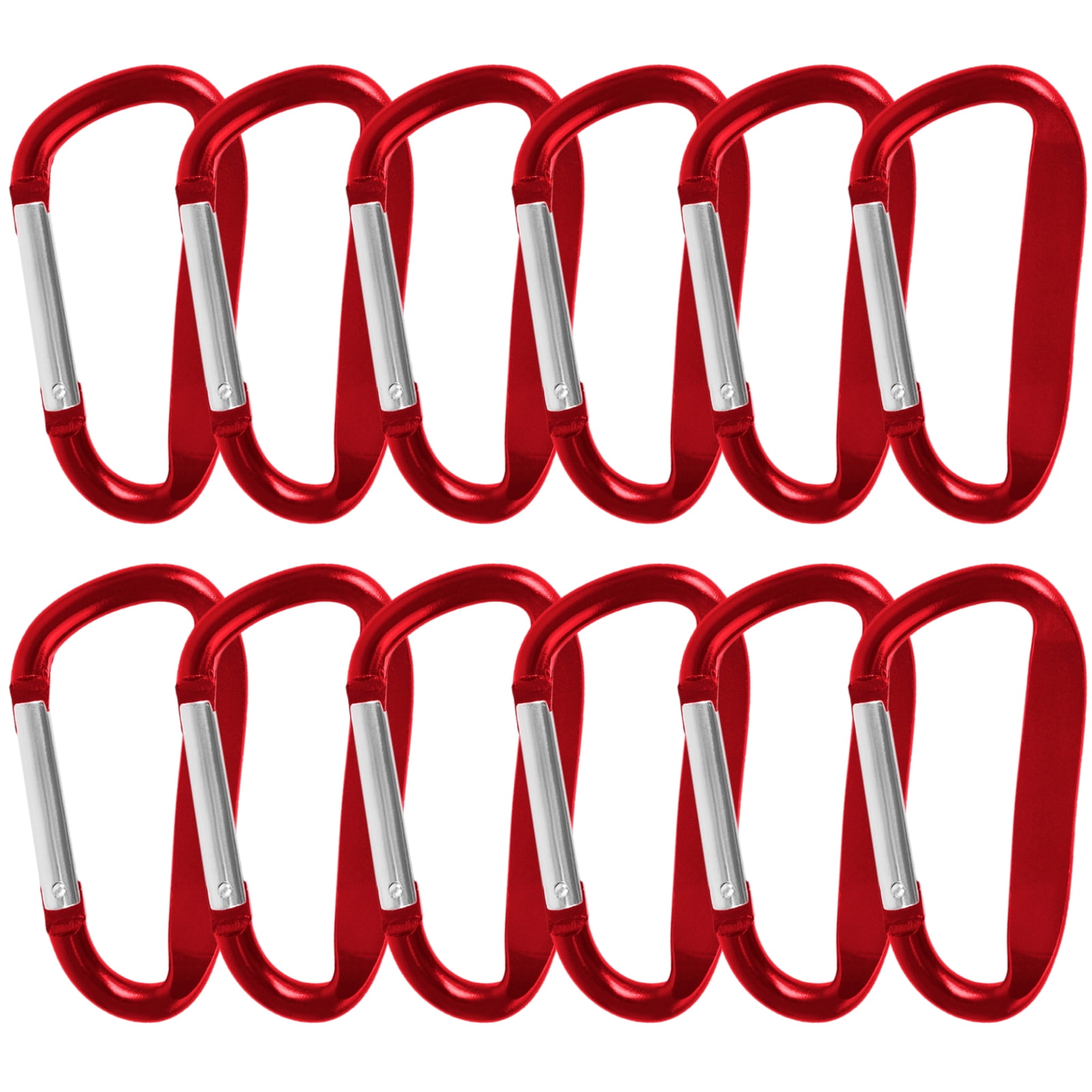 GOGO 48Pcs Carabiner 3-Inch Red Keychain Clip, D Shape Aluminum Metal Carabiner Hook
