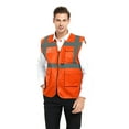 thumbnail image 1 of GOGO 5 Pockets High Visibility Safety Vest with Reflective Strips, Working Uniform Vest-Neon Orange-L, 1 of 9