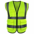 thumbnail image 1 of GOGO 5 Pockets High Visibility Zipper Front Breathable Safety Vest with Reflective Strips, Uniform Vest-NeonGreen-M, 1 of 7