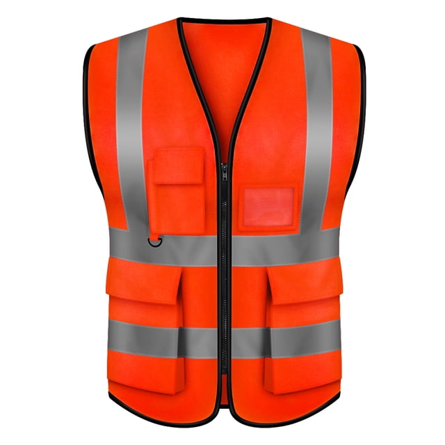 GOGO 5 Pockets High Visibility Zipper Front Breathable Safety Vest with ...