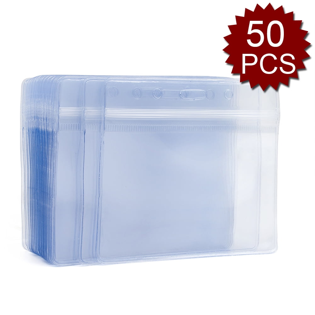 GOGO 50 Pcs Horizontal Badge Card Holder Protective Case