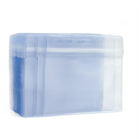 GOGO 50 Pcs Plastic Waterproof Name Tag Badge Id Card Holders -4" x 3" Horizontal
