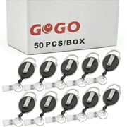 GOGO 50 Pcs Retractable Badge Holder Reel with Claw Clasp and Clip for ID Card Key Keychain Carabiner Holders