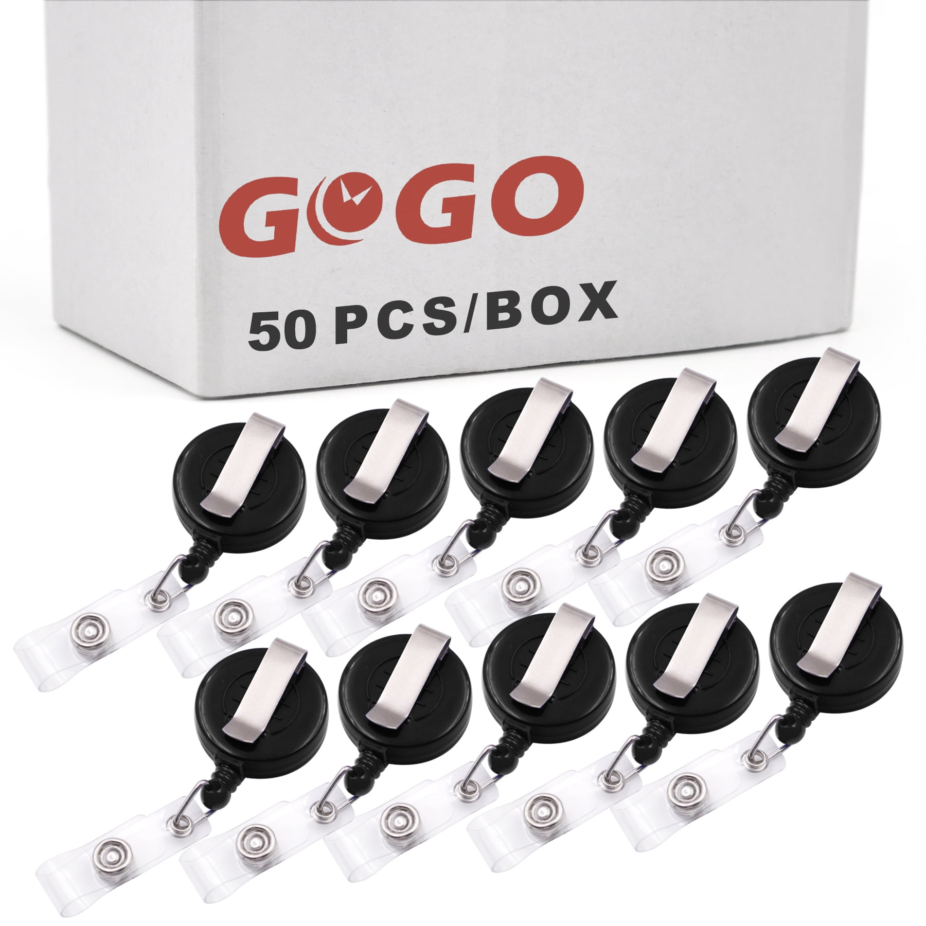 GOGO 50Pcs Wholesale Nursing Badge Holder Lanyard Reels-Black