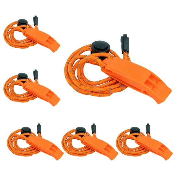 GOGO 6 Pcs Emergency Whistles with Reflective Lanyard, Safety Whistle for Outdoor Sailing, Hiking, Boating