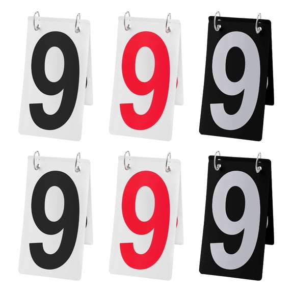 GOGO 6 Sets Baseball Scoreboard Numbers, 4 x 7 inch Plastic Score Cards, 0-9 Double Sides, 3 Colors