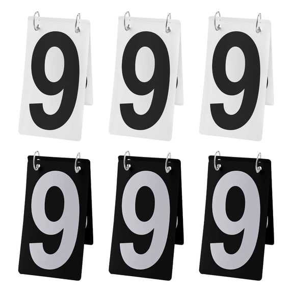 GOGO 6 Sets Baseball Scoreboard Numbers, 4 x 7 inch Plastic White & Black Card, 0-9 Double Sides