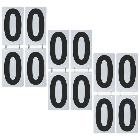 GOGO 6 Sets Baseball Scoreboard Numbers, 4 x 7 inch Plastic White Card with Black Number, 0-9 Double Sides