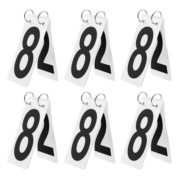 GOGO 6 Sets Plastic Tennis Score Cards, 2.5 x 5 Inch, Black Number 0-9 Double Sides