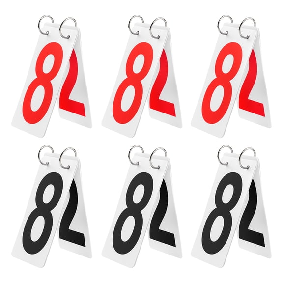 GOGO 6 Sets Plastic Tennis Score Cards, 2.5 x 5 Inch, Black & Red Number 0-9 Double Sides