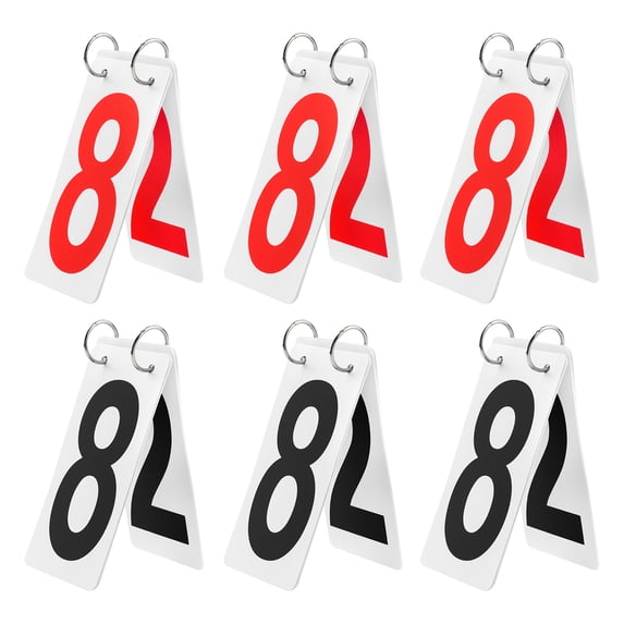 GOGO 6 Sets Plastic Tennis Score Cards, 2.5 x 5 Inch, Black & Red Number 0-9 Double Sides