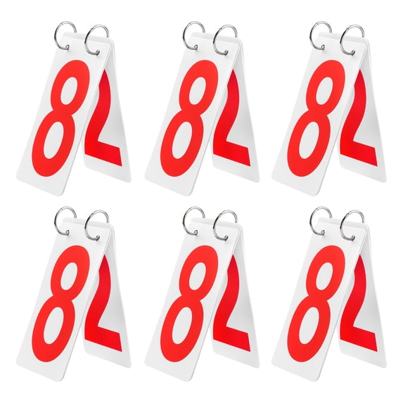 GOGO 6 Sets Plastic Tennis Score Cards, 2.5 x 5 Inch, Red Number 0-9 Double Sides