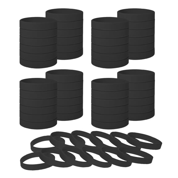 GOGO 60 Pcs Silicone Bracelets for Men Women, Black Rubber Wristbands
