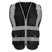 GOGO 9 Pockets High Visibility Zipper Front Safety Vest With Reflective Strips, Meets ANSI Standards
