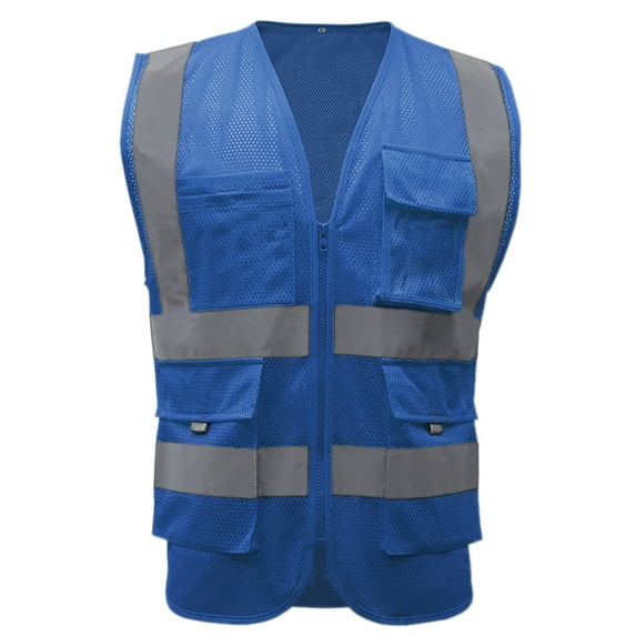 GOGO 9 Pockets High Visibility Zipper Front Safety Vest With Reflective Strips, Meets ANSI Standards
