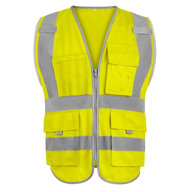 GOGO 9 Pockets High Visibility Zipper Front Safety Vest With Reflective ...