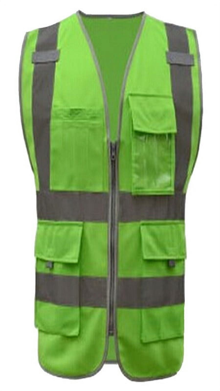 GOGO 9 Pockets High Visibility Zipper Front Safety Vest With Reflective ...