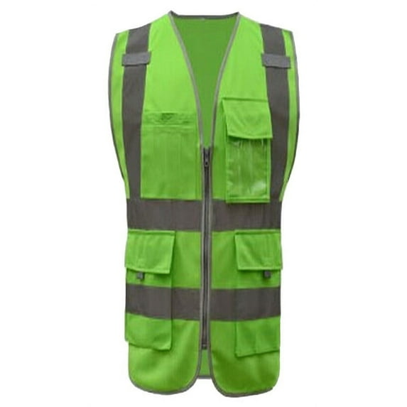 GOGO 9 Pockets High Visibility Zipper Front Safety Vest With Reflective Strips, Meets ANSI Standards
