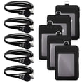thumbnail image 1 of GOGO Badge Holder with Zip, Slim PU Leather ID Badge Card Wallet Case with 20" Neck Lanyard and Retractable Badge Reel-Black5PCS, 1 of 7
