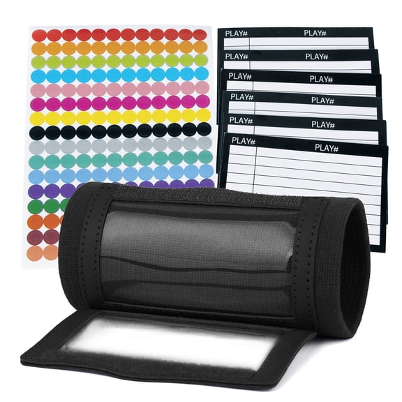 GOGO Football Wristband with QB Playbook - Wrist Coach - 192 Stickers & 6 Sign Cards for DIY (Black)