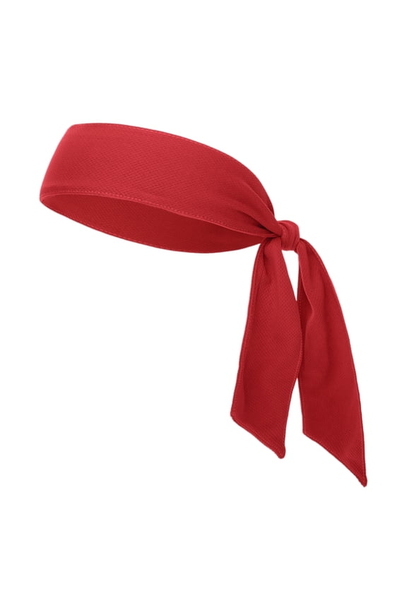 Head Tie, Tie Back Mesh Headband, Tennis Head Band - Red
