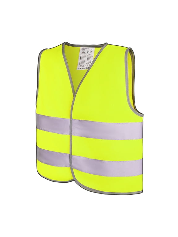 High Visibility Kids Safety Vest for Construction Costume, Fits Age from 3 to 15-Neon Green-L