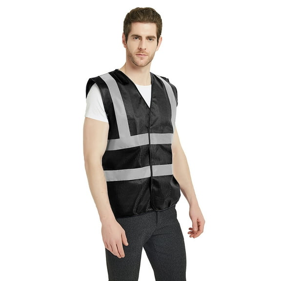 GOGO Industrial Safety Vest with Reflective Stripes, ANSI/ ISEA Standard-Black-M