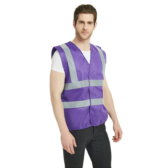 GOGO Industrial Safety Vest with Reflective Stripes, ANSI/ ISEA Standard-Purple-2XL