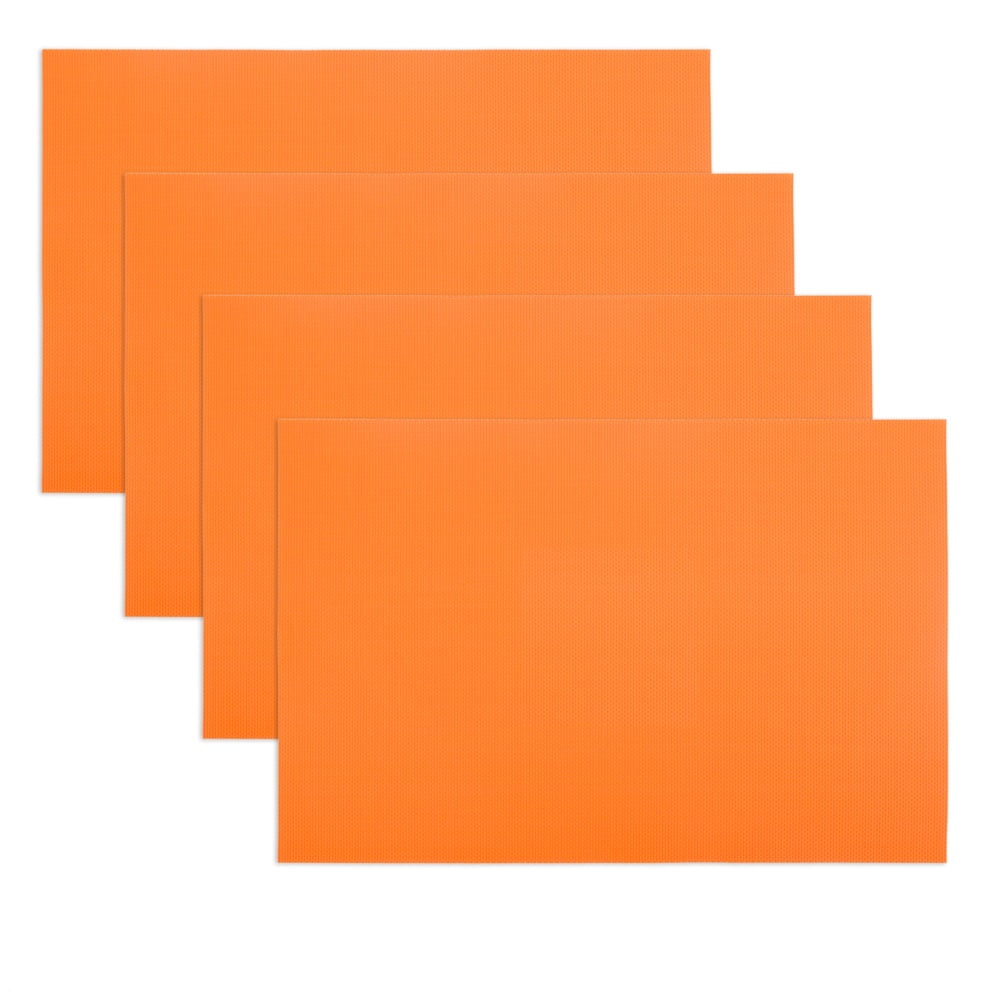 GOGO Placemats, 8 Pcs of 12x18 Inches Heat-Resistant Placemats Anti-Skid Washable PVC Table Mats Woven Double Sided Vinyl Placemats for Kitchen
