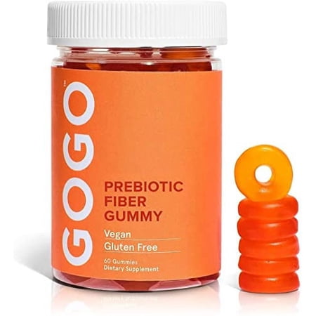 GOGO Prebiotic Fiber 60 Gummies Chicory Root Inulin Gut Health, Constipation Relief & Weight Management