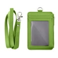 thumbnail image 1 of GOGO Professional ID Badge Holder with Zip, 2-Sided Vertical Style PU Leather ID Badge Holder with Zipper Pocket and Leather Neck Lanyard-Green, 1 of 7