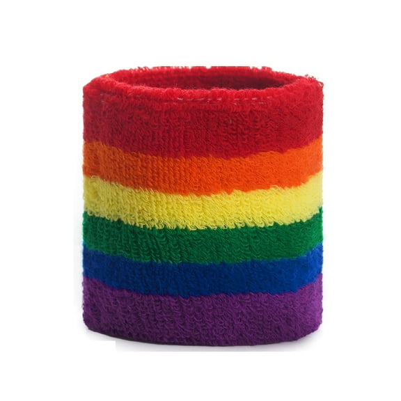GOGO Rainbow Wristband, Terry Sports Sweatband for Basketball / Yoga / Tennis