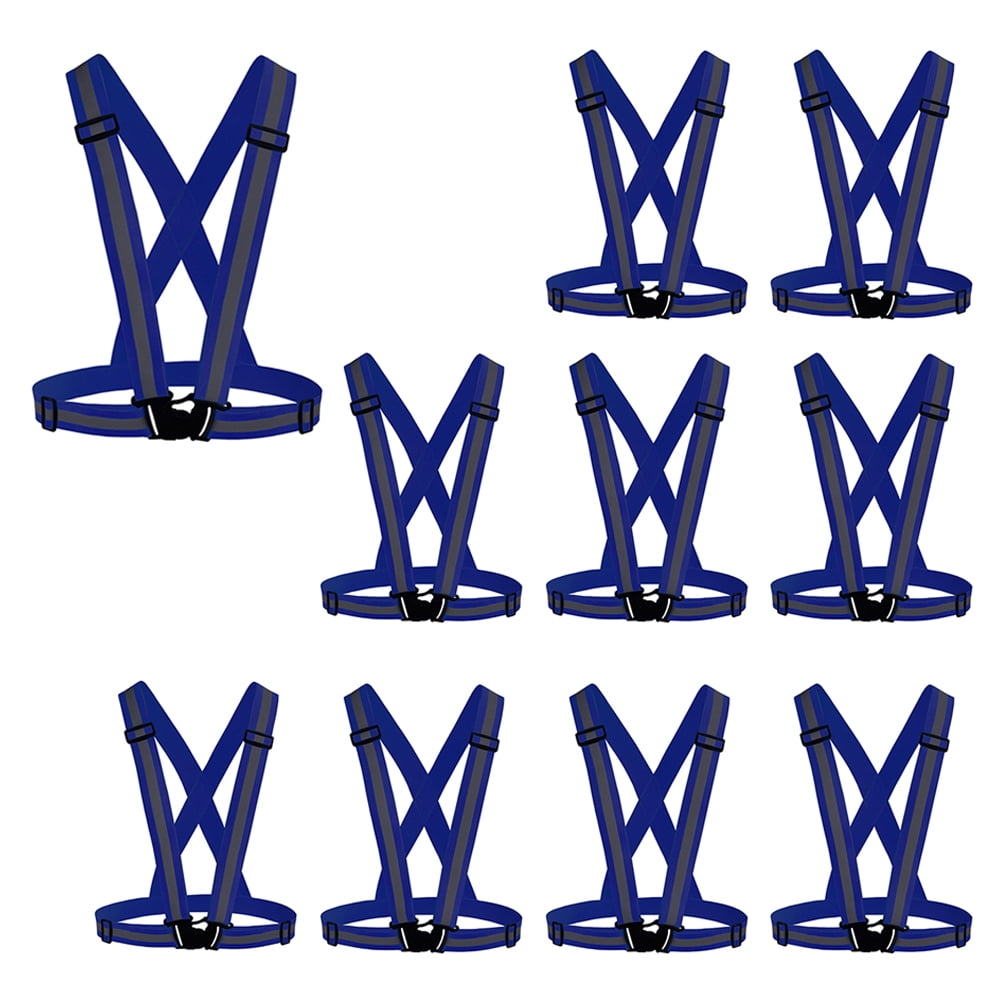 GOGO Reflective Running Vest High Visibility Motorcycle Gear, One Size Fits Most (10 Pack)-Blue