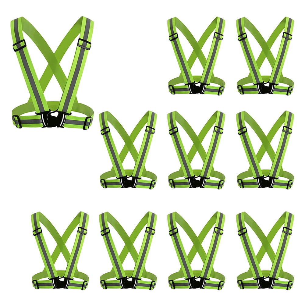 GOGO Reflective Running Vest High Visibility Motorcycle Gear, One Size Fits Most (10 Pack)-NeonGreen
