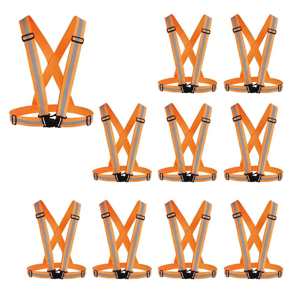 GOGO Reflective Running Vest High Visibility Motorcycle Gear, One Size Fits Most (10 Pack)-neonOrange