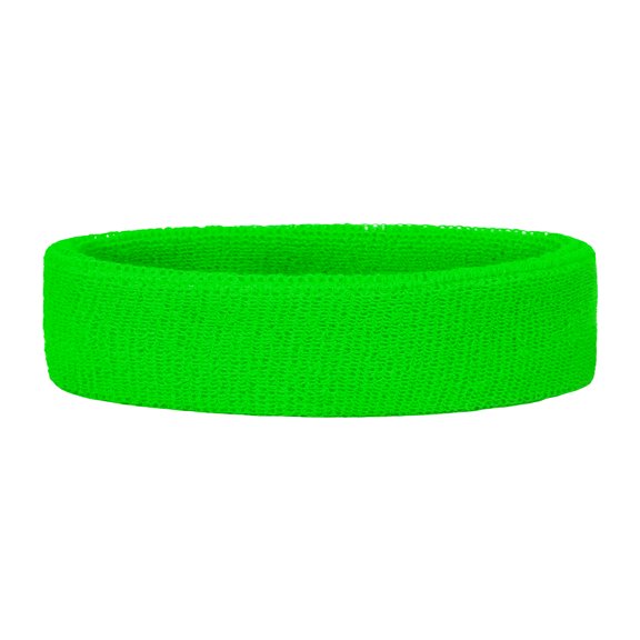 GOGO Sports Headband Sweatband Polyester, Sweat-Absorbing Terry Cloth Head Band Neon Green for Basketball Baseball