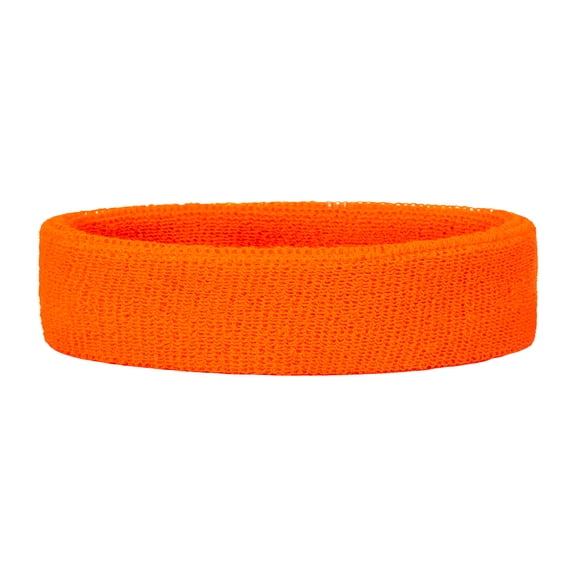 GOGO Sports Headband Sweatband Polyester, Sweat-Absorbing Terry Cloth Head Band Neon Orange for Basketball Baseball