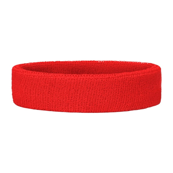 GOGO Sports Headband Sweatband Polyester, Sweat-Absorbing Terry Cloth Head Band Neon Red for Basketball Baseball
