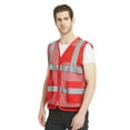 thumbnail image 1 of GOGO Unisex US Big Mesh Volunteer Vest Zipper Front Safety Vest with Reflective Strips and Pockets-Red-US L, 1 of 7