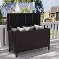thumbnail image 1 of GOGRANT 120 Gallon Wicker Deck Box, Outdoor Storage Box with Wheels and Handles, PE Rattan Storage Bin for Patio Furniture, Outdoor Cushions, Pool Storage and Garden Tools - Brown, 1 of 7