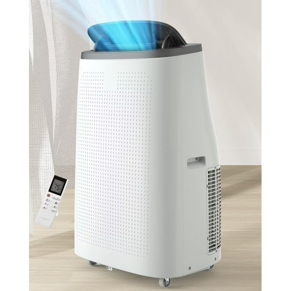 GOGRANT 14,000BTU Portable Air Conditioner, 3-in-1 A/C for Rooms up to 750 Sq. Ft, Built-in Dehumidifier, Fan, and Sleep Mode, Includes Remote Control, Reusable Filter, and Window Kits
