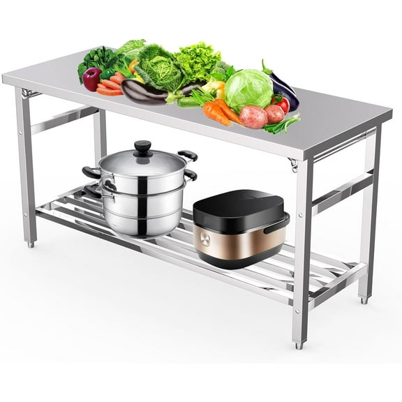 GOGRANT 24 x 60 Inch Stainless Steel Work Table, NSF Folding Commercial Prep Table, Heavy Duty Folding Workstation & Steel Table & Kitchen Island, Kitchen Dining Food Prep Table