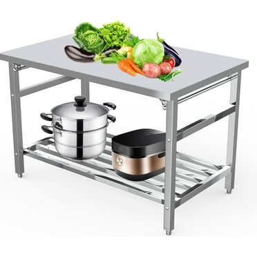 GOGRANT 30 x 48 Inch Stainless Steel Work Table, NSF Folding Commercial Prep Table, Heavy Duty Folding Workstation & Steel Table & Kitchen Island, Kitchen Dining Food Prep Table