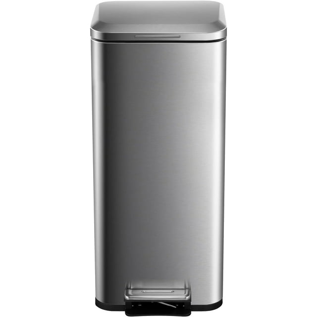 GOGRANT 8 Gallon Step Trash Can, Square Fingerprint-Proof Garage Can with Soft-Close Lid for Kitchen, with Removable Inner Bucket, 30-Liter