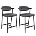 Bar Counter Tools GOGRANT Fixed Arms High Back Counter Height Bar Stools - Set of 2, Red ...