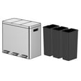 thumbnail image 1 of GOGRANT Kitchen Trash Can, 3 x 5.3 Gal Garbage Can, Stainless Steel Waste Bins for Recycling and Trash, 3 Compartments with Removable Inner Buckets, Step On Pedal, Quite-Close Lid, Silver, 1 of 7