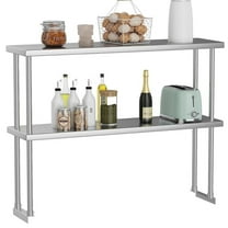GOGRANT Stainless Steel Overshelf Shelves for Work & Prep Table 12" x 48", 2 Tier Double Deck Overshelf with Adjustable Shelf, Commercial Countertop Shelf for Kitchen, Restaurant